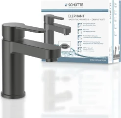 SCHÜTTE Waschtischarmatur ELEPHANT Mit Ablaufgarnitur, Wasserhahn Bad Mit Pop Up, Graphit Matt