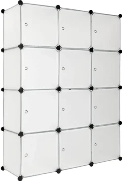 Tectake Steckregal 12 Boxen Mit Türen 112x37x148cm - Weiß