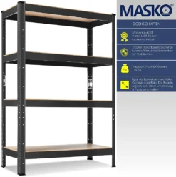 MASKO® 2er-Set Lagerregal Schwerlastregal, Kellerregal , Bis 875 Kg Belastbar, 5 Verstellbare Ablagen, MDF-Platten Regal Aus Metall, Steckregal, Werkstattregal, Keller, Garage, Farbe:2x Schwarz 700kg, Größe:2x 160x80x40cm 4-Böden 12 MASKO® 2er-Set Lagerregal Schwerlastregal, Kellerregal , Bis 875 Kg Belastbar, 5 Verstellbare Ablagen, MDF-Platten Regal Aus Metall, Steckregal, Werkstattregal, Keller, Garage, Farbe:2x Schwarz 700kg, Größe:2x 160x80x40cm 4-Böden -Vidailo Verkaufe c17dfd9160086a3e3a4b787524608849