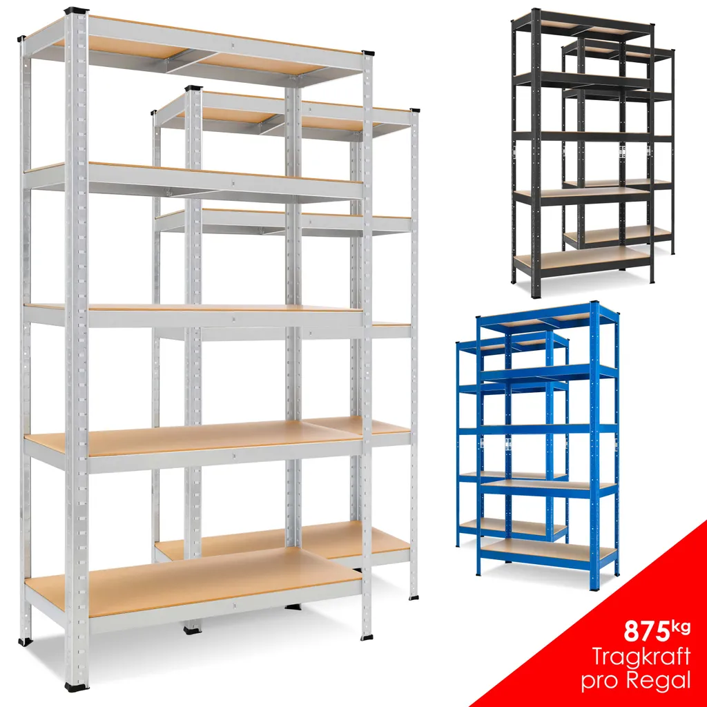 MASKO® 2er-Set Lagerregal Schwerlastregal, Kellerregal , Bis 875 Kg Belastbar, 5 Verstellbare Ablagen, MDF-Platten Regal Aus Metall, Steckregal, Werkstattregal, Keller, Garage, Farbe:2x Schwarz 700kg, Größe:2x 160x80x40cm 4-Böden 3 MASKO® 2er-Set Lagerregal Schwerlastregal, Kellerregal , Bis 875 Kg Belastbar, 5 Verstellbare Ablagen, MDF-Platten Regal Aus Metall, Steckregal, Werkstattregal, Keller, Garage, Farbe:2x Schwarz 700kg, Größe:2x 160x80x40cm 4-Böden