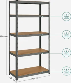 SONGMICS Schwerlastregale, 2er Set, Kellerregale, Lagerregale, 180 X 90 X 40 Cm, Steckregale, Jeweils Bis 875 Kg Belastbar Und 5 Verstellbare Ablagen, Verstärktes Stahlgestell, Grau GLR040G02 12 SONGMICS Schwerlastregale, 2er Set, Kellerregale, Lagerregale, 180 X 90 X 40 Cm, Steckregale, Jeweils Bis 875 Kg Belastbar Und 5 Verstellbare Ablagen, Verstärktes Stahlgestell, Grau GLR040G02 -Vidailo Verkaufe c2efb1fb398fa2f864df49c1e5153d07