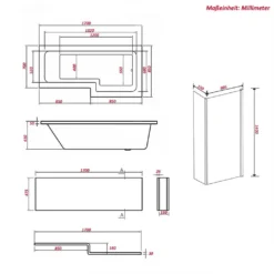Elara (links) Badewanne 170 X 85 X 53 Cm, Weiß -Vidailo Verkaufe c477fed74ce5d0d28fe409a5a4039f82