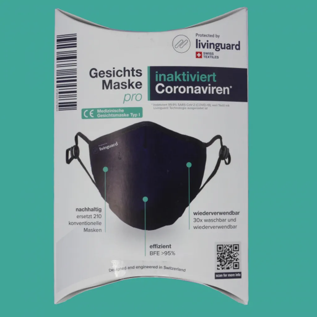 Waschbare, Antivirale Stoffmaske Livinguard ?Pro? Größe L 3 Waschbare, Antivirale Stoffmaske Livinguard ?Pro? Größe L