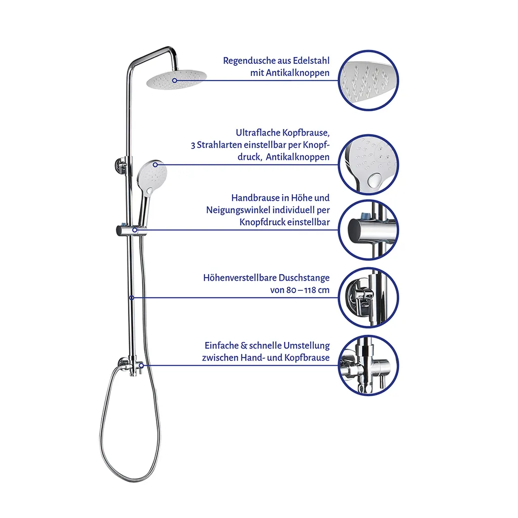 Marwell Duschsystem Bayala Round - Duschstange Inkl. Duschkopf Und Duschbrause 10 Marwell Duschsystem Bayala Round - Duschstange Inkl. Duschkopf Und Duschbrause – Bild 8