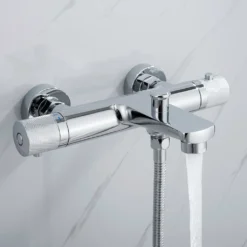 Duscharmatur Mischbatterie Dusche Armatur Thermostat 40℃ Brausethermostat Duschthermostat Chrom Thermostatarmatur