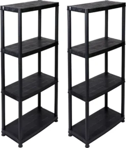 2 X Kreher Kunststoffregal "Primo" Mit 4 Böden In Schwarz