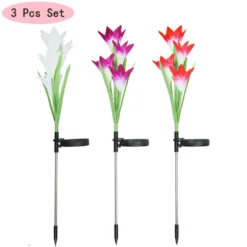 Solarlampen Für Außen, 3 Stück Solar Gartenleuchte Mit LED Lilie Lichter Gartenlampe Pfahllichter Straßenlaterne Wasserdicht IP65 Solarleuchten Für Garten Außen Balkon Rasen Terrasse Gartendeko -Vidailo Verkaufe c709f1254f71920f0db34f6f88da5b14