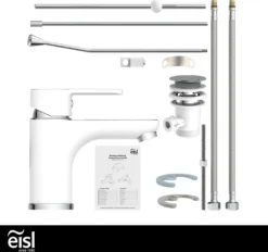 Eisl DIZIANI Waschtischarmatur Mit Zugstange, Wasserhahn Bad Mit Ablaufgarnitur Waschbecken, Weiß/Chrom -Vidailo Verkaufe c7b147b534b6d87f9ef64ee12a13f878