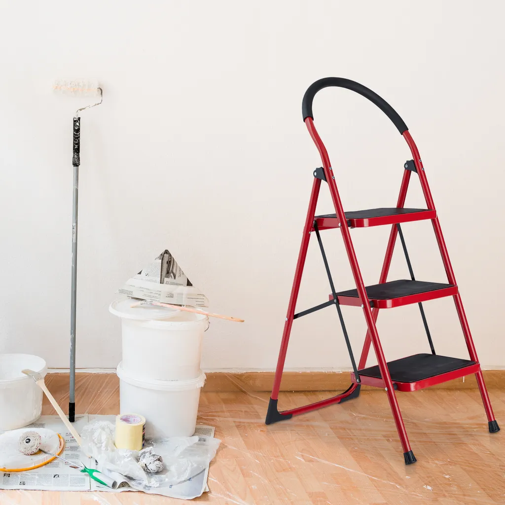 Relaxdays Trittleiter Klappbar 3 Stufen 4 Relaxdays Trittleiter Klappbar 3 Stufen – Bild 2