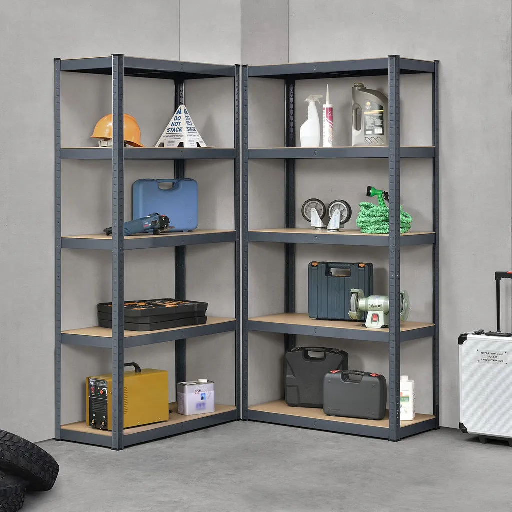 Juskys Lagerregal Basic 2er Set 180x90x40 Cm Grau – 2 Schwerlastregale Mit 10 Böden – Max. 1750 Kg - Metall Verzinkt - Regale Kellerregal Metallregal 4 Juskys Lagerregal Basic 2er Set 180x90x40 Cm Grau – 2 Schwerlastregale Mit 10 Böden – Max. 1750 Kg - Metall Verzinkt - Regale Kellerregal Metallregal – Bild 2