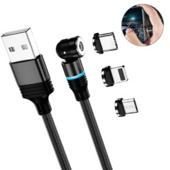 Magnetisches Ladekabel, Drehbares Magnetisches Ladekabel Mit LED, Kompatibel Mit USB-C-Typ-C-Micro-2-in-1-Ladekabel ,Black,2 Meter Noodle -Vidailo Verkaufe c8b5cd350b47c2d9526126d0174e9e08