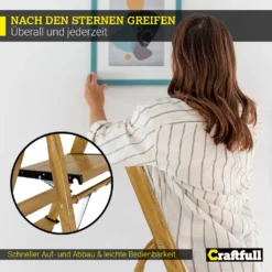 Craftfull Stehleiter CF-133A Klappleiter 2 Stufen, Gummierte Standfüße, Holzoptik, Alu Leiter Aluminiumleiter Aluleiter Mehrzweckleiter Multifunktionsleiter Haushaltsleiter Leiter -Vidailo Verkaufe ccac0106dc515732fde51d5ad02cc568