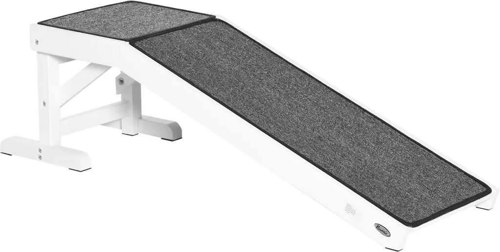 PawHut Haustierrampe Mit Rutschfestem Teppich Haustierleiter Hunderampe Für Hund Bis 30 Kg Kiefernholz Polyester Weiß+Grau 125 X 40 X 35,5 Cm 3 PawHut Haustierrampe Mit Rutschfestem Teppich Haustierleiter Hunderampe Für Hund Bis 30 Kg Kiefernholz Polyester Weiß+Grau 125 X 40 X 35,5 Cm