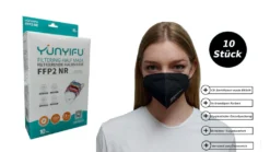 10 Stück Yunyifu FFP2-Maske, Mit Gepolsterten Komfort Bügel, Nach EN149, CE2163（schwarz）