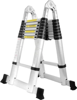 Wolketon Teleskopleiter Stehleiter Mehrzweckleiter Klappleiter 2.5+2.5m 5M Multifunktionsleiter Klappbar