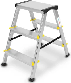 Zweiseitige Aluleiter 3 Stufen Klappleiter Haushaltsleiter 150kg