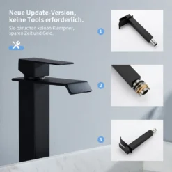 2x Badarmatur Schwarz Waschbecken Armatur Wasserfall Mischbatterie Waschtischarmatur Einhandmischer Schwarzer Wasserhahn Für Badzimmer Hoch -Vidailo Verkaufe cf1de1aee7eb8b2201e82da775fe921d