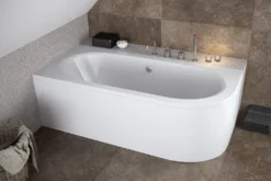 ECOLAM Badewanne Eckbadewanne Eckwanne Rechteck Wanne Acryl Avita Für Zwei 180x80 LINKS Schürze Füße Silikon Ablaufgarnitur GRATIS