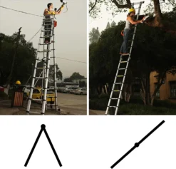 Wolketon 5M(2.5+2.5M) Alu Teleskop Klappleiter, Groosse Anwendbarkeit Multifunktionsleiter, Klappbar Leiter, 150 Kg Belastbarkeit Leiter Fuer Garten Innen -Vidailo Verkaufe d0c5010f4a0148bb29723357ef0e608c