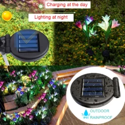 Solarlampen Für Außen, 3 Stück Solar Gartenleuchte Mit LED Lilie Lichter Gartenlampe Pfahllichter Straßenlaterne Wasserdicht IP65 Solarleuchten Für Garten Außen Balkon Rasen Terrasse Gartendeko -Vidailo Verkaufe d1c60b7a8dabd8d333779ba37d6f0135