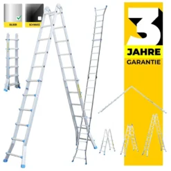 Mehrzweckleiter - Teleskopleiter CF-105A - Leiter - Multifunktionsleiter - Aluleiter - Klappleiter - 5.10 Meter (4x5 Sprossen)