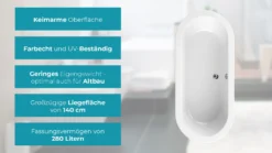 Calmwaters® Freistehende Badewanne 180x80 Cm, Acrylwanne Modern Soft, Duo-Badewanne Für 2 Personen, Maße 180 X 80 Cm, Freistehende Wanne Oval, Runde Badewanne Freistehend, Duowanne Weiß, 02SL3337 -Vidailo Verkaufe d24784686bd298f62f2b7072dd922310