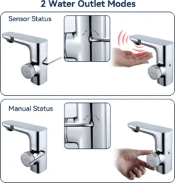 Lonheo Infrarot Sensor Wasserhahn Bad Automatik Waschtischarmatur Mit Zwei Infrarotsensor Einhebelmischer Waschbecken Mischbatterie Badarmatur, Chrom -Vidailo Verkaufe d35acc7a400194eacdec4a88d36d5cbe