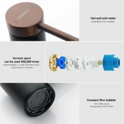 Lonheo Badarmatur 360° Drehbar Auslauf Hochdruck Wasserhahn Waschbecken Einhandmischer Waschtischarmatur Mischbatterie Fürs Badezimmer, Schwarz -Vidailo Verkaufe d43468859e9042f25b9b9f072662cd6d