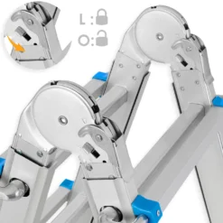 Masko® Aluminium Teleskopleiter Multifunktionsleiter Aluleiter Klappleiter Anlegeleiter , Länge:5.10m / 4x5 Sprossen Silber/Blau -Vidailo Verkaufe d749eb48f305434c4d4d6fd6c3cb88d1