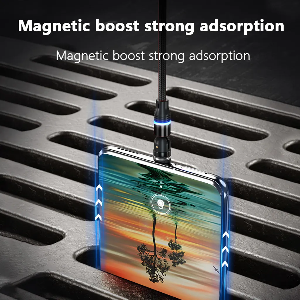 Magnetisches Ladekabel, Drehbares Magnetisches Ladekabel Mit LED, Kompatibel Mit USB-C-Typ-C-Micro-2-in-1-Ladekabel ,Black,1 Meter Noodle 8 Magnetisches Ladekabel, Drehbares Magnetisches Ladekabel Mit LED, Kompatibel Mit USB-C-Typ-C-Micro-2-in-1-Ladekabel ,Black,1 Meter Noodle – Bild 6