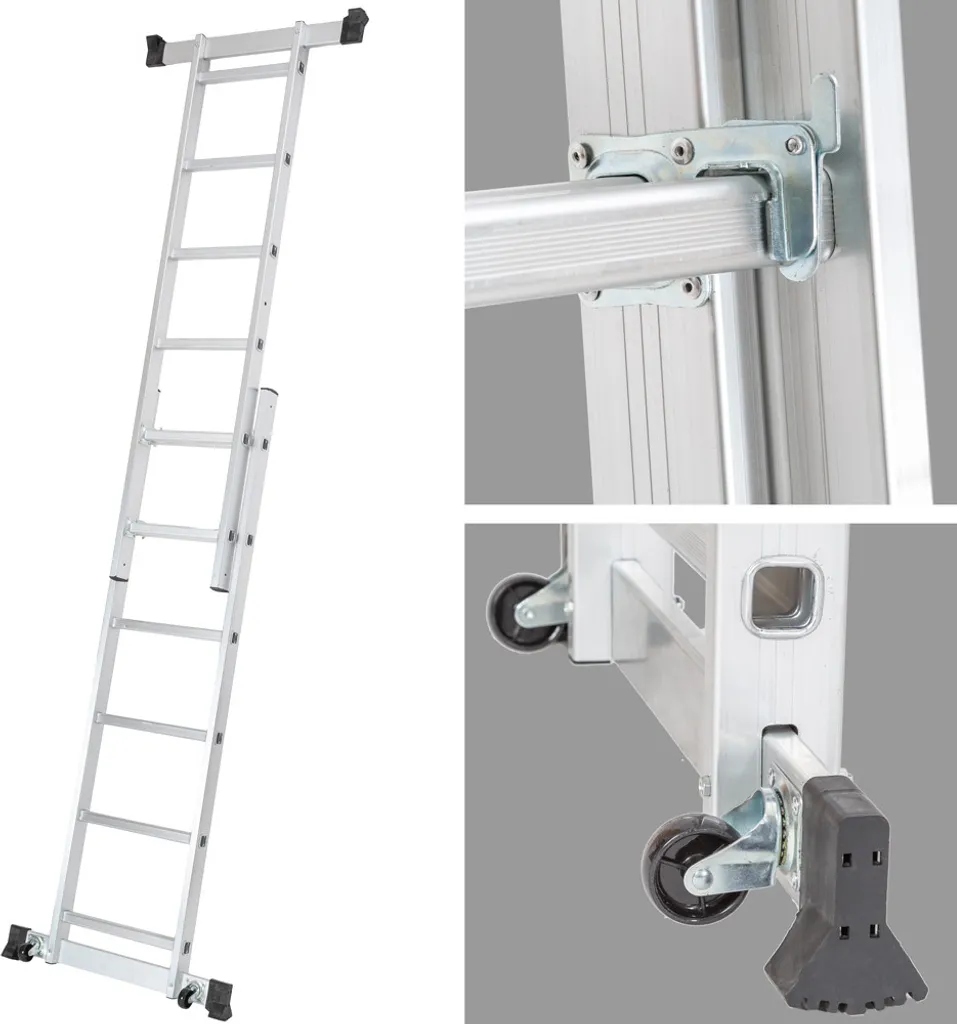 Tectake Mehrzweckleiter Leitergerüst - Silber 7 Tectake Mehrzweckleiter Leitergerüst - Silber – Bild 5