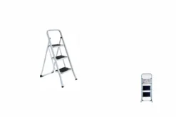 Klapptritt Trittleiter Kipit Küchentreppe 45 X 445 X 112 Cm Stahl Weißschwarz