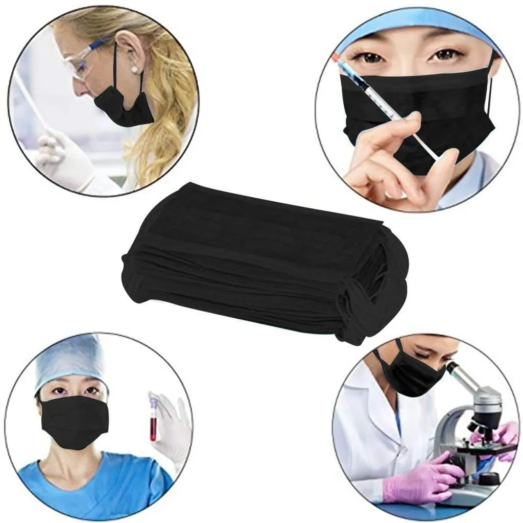 VADOOLL 50 Stück Atemschutzmaske Maske Einwegmaske 3-lagige Schwarze Gesichtsmaske Atmungsaktive Staubschutzmaske 7 VADOOLL 50 Stück Atemschutzmaske Maske Einwegmaske 3-lagige Schwarze Gesichtsmaske Atmungsaktive Staubschutzmaske – Bild 5