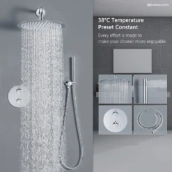 HOMELODY Regendusche Duschsystem Mit Thermostat Unterputz Duscharmatur Rund, Duschamaturenset Chrom Duschset Dusche 12 Zoll Kopfbrause, Anti-Verbrühungs-Duschsystem 15 HOMELODY Regendusche Duschsystem Mit Thermostat Unterputz Duscharmatur Rund, Duschamaturenset Chrom Duschset Dusche 12 Zoll Kopfbrause, Anti-Verbrühungs-Duschsystem -Vidailo Verkaufe db997fab6bbd2db4646c961d680131ea