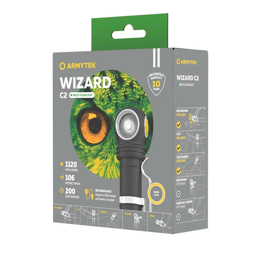 Armytek Wizard C2 Magnet USB+18650, 1200 Lm, Warm-weiß 3 Armytek Wizard C2 Magnet USB+18650, 1200 Lm, Warm-weiß