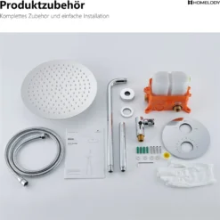 HOMELODY Regendusche Duschsystem Mit Thermostat Unterputz Duscharmatur Rund, Duschamaturenset Chrom Duschset Dusche 12 Zoll Kopfbrause, Anti-Verbrühungs-Duschsystem 23 HOMELODY Regendusche Duschsystem Mit Thermostat Unterputz Duscharmatur Rund, Duschamaturenset Chrom Duschset Dusche 12 Zoll Kopfbrause, Anti-Verbrühungs-Duschsystem -Vidailo Verkaufe dbef12a258ab79922ec924e01f786293