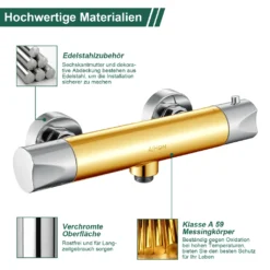 Thermostat Armatur Brausethermostat Brausearmatur Brausemischer Thermostat Mischbatterie Mit 38 °C Sicherheitstaste，ufputz Duschthermostat Mischbatterie Dusche Für Bad, Chrom -Vidailo Verkaufe df481b954ea354315ed94dc80c631eed