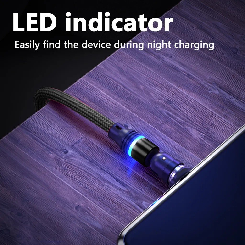 Magnetisches Ladekabel, Drehbares Magnetisches Ladekabel Mit LED, Kompatibel Mit USB-C-Typ-C-Micro-2-in-1-Ladekabel ,Black,1 Meter Noodle 9 Magnetisches Ladekabel, Drehbares Magnetisches Ladekabel Mit LED, Kompatibel Mit USB-C-Typ-C-Micro-2-in-1-Ladekabel ,Black,1 Meter Noodle – Bild 7