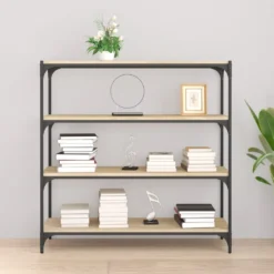 VidaXL Bš¹cherregal Sonoma-Eiche 100x33x100 Cm Holzwerkstoff Und Stahl -Vidailo Verkaufe dfee2a9ca905190d67a2e97146061222