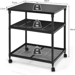 COSTWAY 3-stöckiger Druckerständer, Mutifunktionaler Druckerwagen Mit 360° Drehbare & Feststellbare Räder, Stabiler Eisenrahmen, Höhenverstellbares Druckerregal 13 COSTWAY 3-stöckiger Druckerständer, Mutifunktionaler Druckerwagen Mit 360° Drehbare & Feststellbare Räder, Stabiler Eisenrahmen, Höhenverstellbares Druckerregal -Vidailo Verkaufe e1ac78f3d8e3ffab2a7b39c35707843b