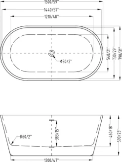 Doporro Freistehende Badewanne Vicenza520OA 150x79x59cm Ablaufgarnitur -Vidailo Verkaufe e1ace782b27d54d47f6bf2af27eb2184