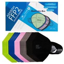 20 ASARAH FFP2 Masken Multifarbe 5 Farbe Atemschutzmaske EU CE 0598 EN149:2001 -Vidailo Verkaufe e2cb1b46ef9b0762210a834a412816e2