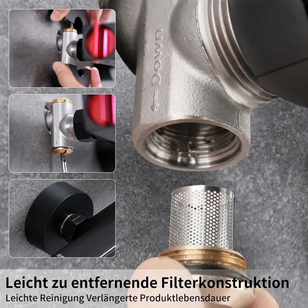 Duschsystem Mit Thermostat Schwarz 3 In 1 Duschset Mit Trennbar Badewannenarmatur Duscharmatur Aus Messing Duschset 3 Funktion Handbrause Überkopfbrause Duschstange Regendusche Für Bad 7 Duschsystem Mit Thermostat Schwarz 3 In 1 Duschset Mit Trennbar Badewannenarmatur Duscharmatur Aus Messing Duschset 3 Funktion Handbrause Überkopfbrause Duschstange Regendusche Für Bad – Bild 5