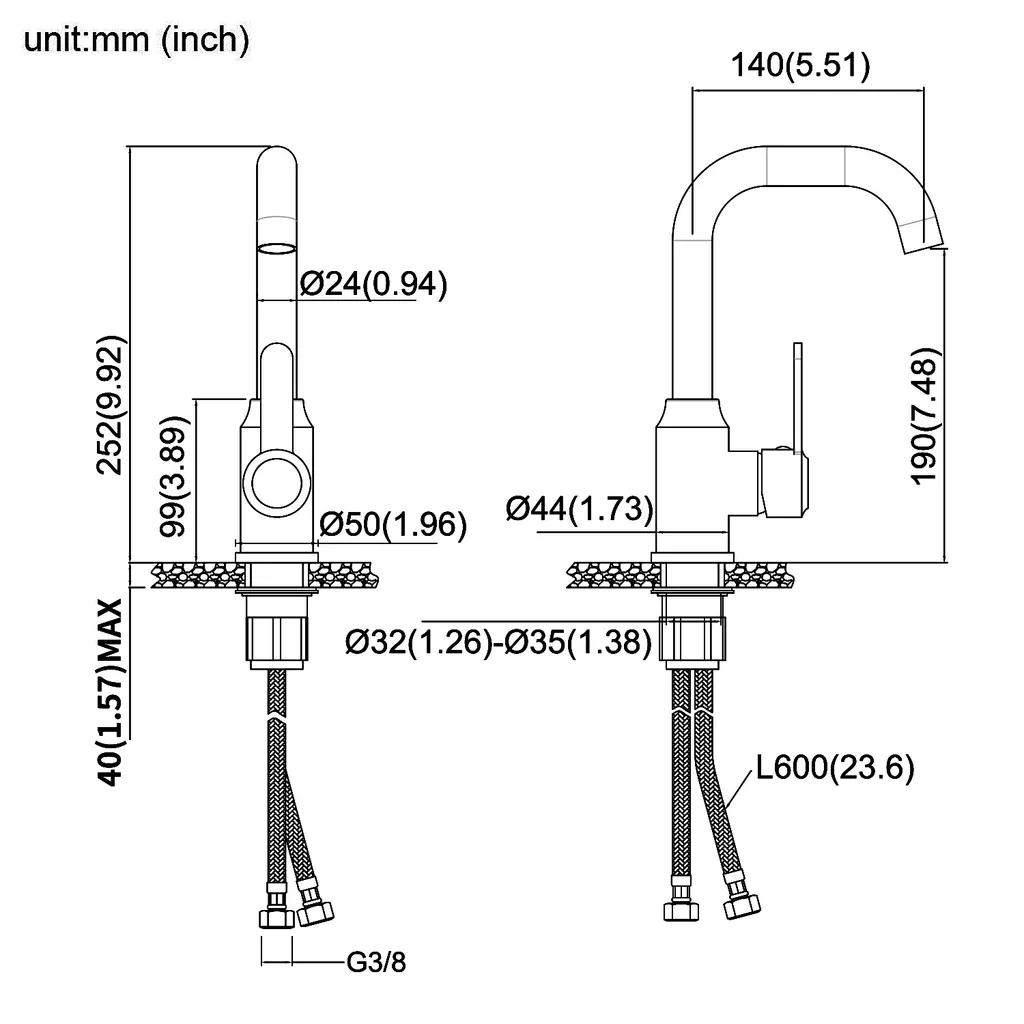 Auralum 360° Drehbar Armatur Für Küche Und Waschbeken, Badarmatur Einhebel-Waschtischmischer, Schwarz 7 Auralum 360° Drehbar Armatur Für Küche Und Waschbeken, Badarmatur Einhebel-Waschtischmischer, Schwarz – Bild 5