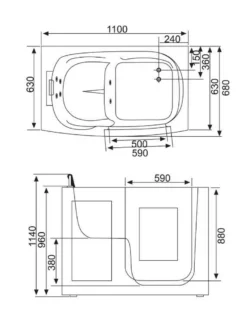 Sitzbadewanne Senioren Wanne Sitzwanne Mit Tür S08-A 68x110cm -Vidailo Verkaufe e5093c6755fc04cf1aaccb2b34797bf8