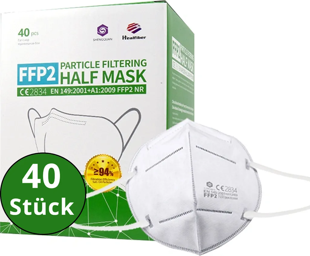 40 Stück - FFP2 Maske, Atemschutzmaske, CE2834, EN149:2001+A1:2009 FFP2 NR 9 40 Stück - FFP2 Maske, Atemschutzmaske, CE2834, EN149:2001+A1:2009 FFP2 NR – Bild 7