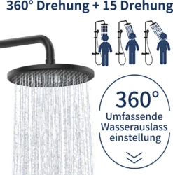 Schwarz Duschsystem Regendusche Mit Thermostat 40℃, Edelstahl Duscharmatur Set, Duschsäule Regendusche, Inkl. Verstellbar Duschstange Und Handbrause -Vidailo Verkaufe e5f169aa9548d52dda57475afa1433a1