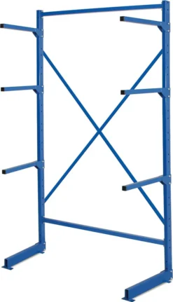 Kragarmregal Mit 6 Armen, BxTxH 1060 X 450 X 1950 Mm, Leichte Ausführung, Blau
