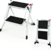 COSTWAY Klapptritt Mit 2 Stufen, Trittleiter Klappbar, 20 Cm Breit, Bis 150 Kg Belastbar, Klappleiter Mit Tragegriff & Anti-Rutsch-Pedal, Haushaltsleiter Für Zuhause Büro Garage, Metall, Weiß -Vidailo Verkaufe e7d36b7e6ce2c8d12c33c276f4ad4dcb