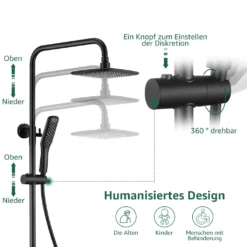 Duschsystem Mit Thermostat Duscharmatur Schwarz Regendusche Duschset Dusche Inkl. Regal Verstellbarer Duschstange Duschset Edelstahl -Vidailo Verkaufe e803826d0ac6386d3339de41baf4070b